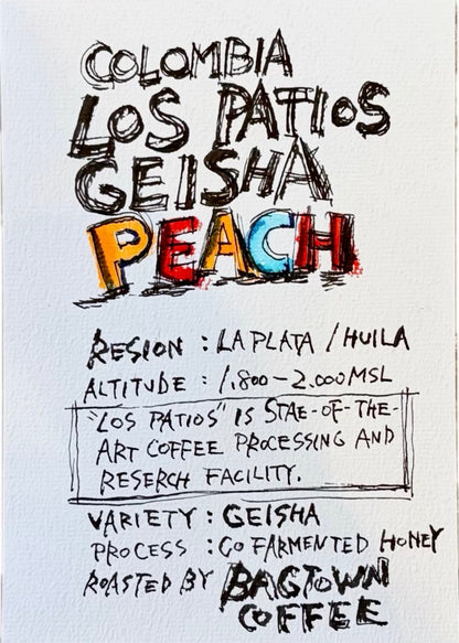 コロンビア HUILA / LA PLATA地区 / LOS PATIOS / GEISHA PEACH / HONEY / 浅煎り
